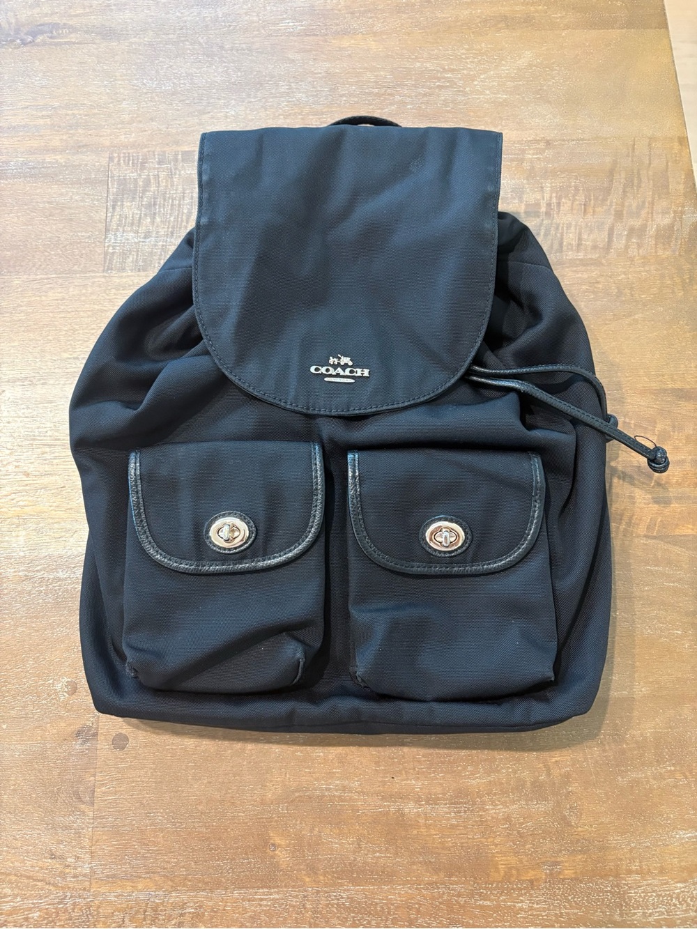 Coach Y2K Black Nylon Drawstring Backpack